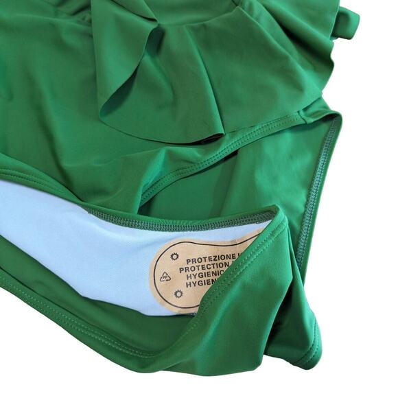 Vibrant Green One-Shoulder Ruffle One Piece - Picture 8 of 10